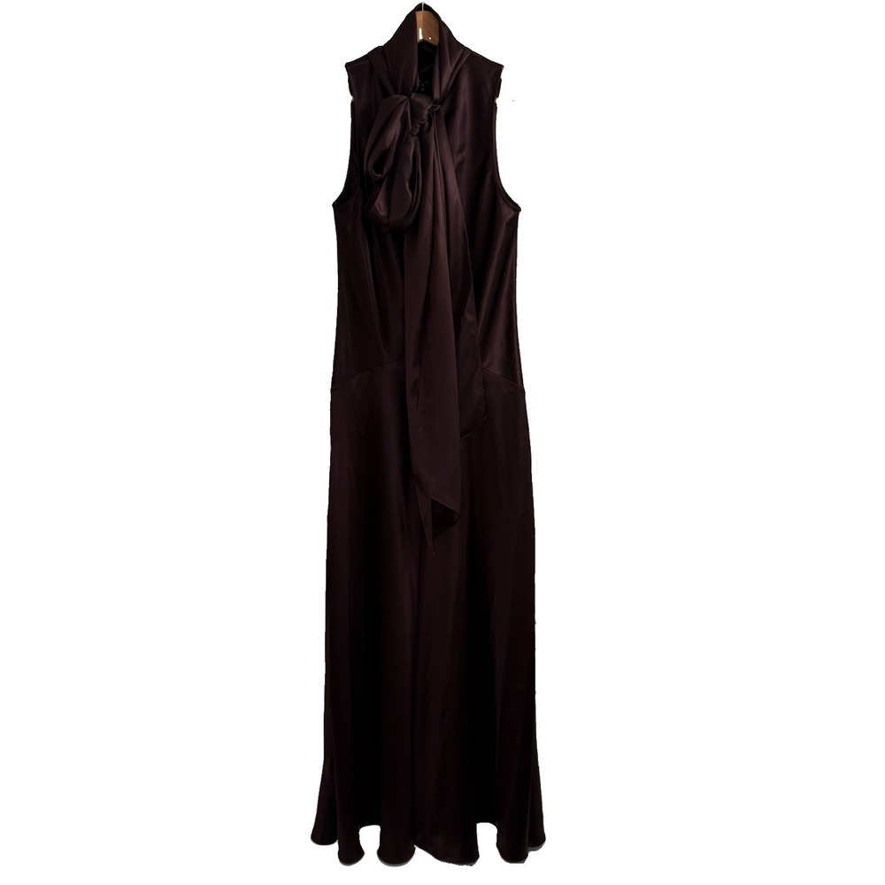 REISS  Satin Cape Maxi Dress - Burgundy Size Us 6, UK 10 - Picture 3 of 8